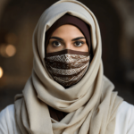 a beautiful woman American Muslim wearing hijab Closs up face.